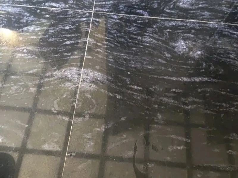 Black marble floor with white veining